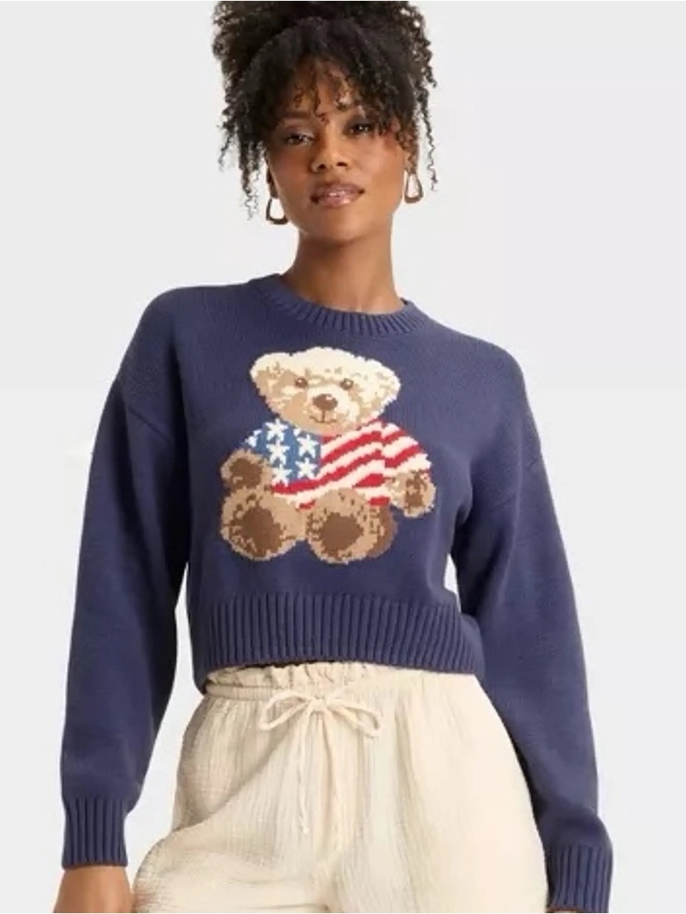 Grayson Threads Navy Teddy Bear Crewneck Sweater